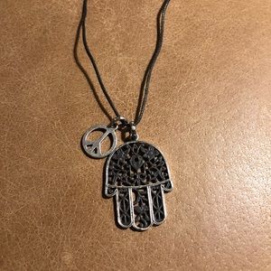Hamsa and Peace sign necklace